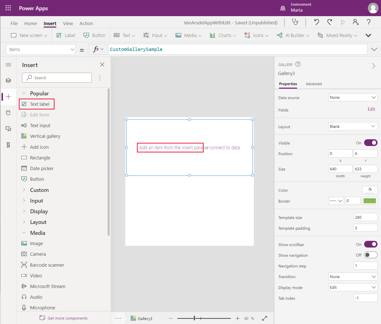 Tambahkan Label teks pada komponen.