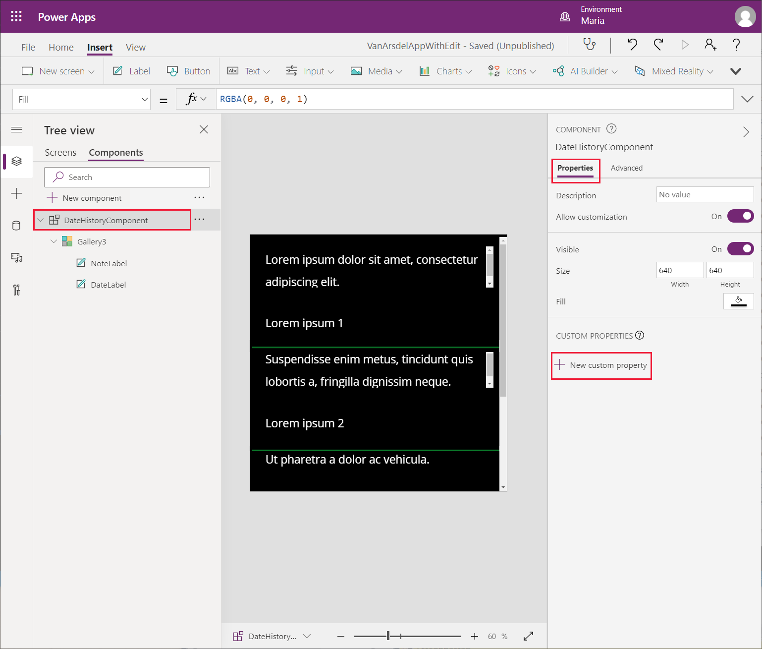 Sifat tersuai baharu.