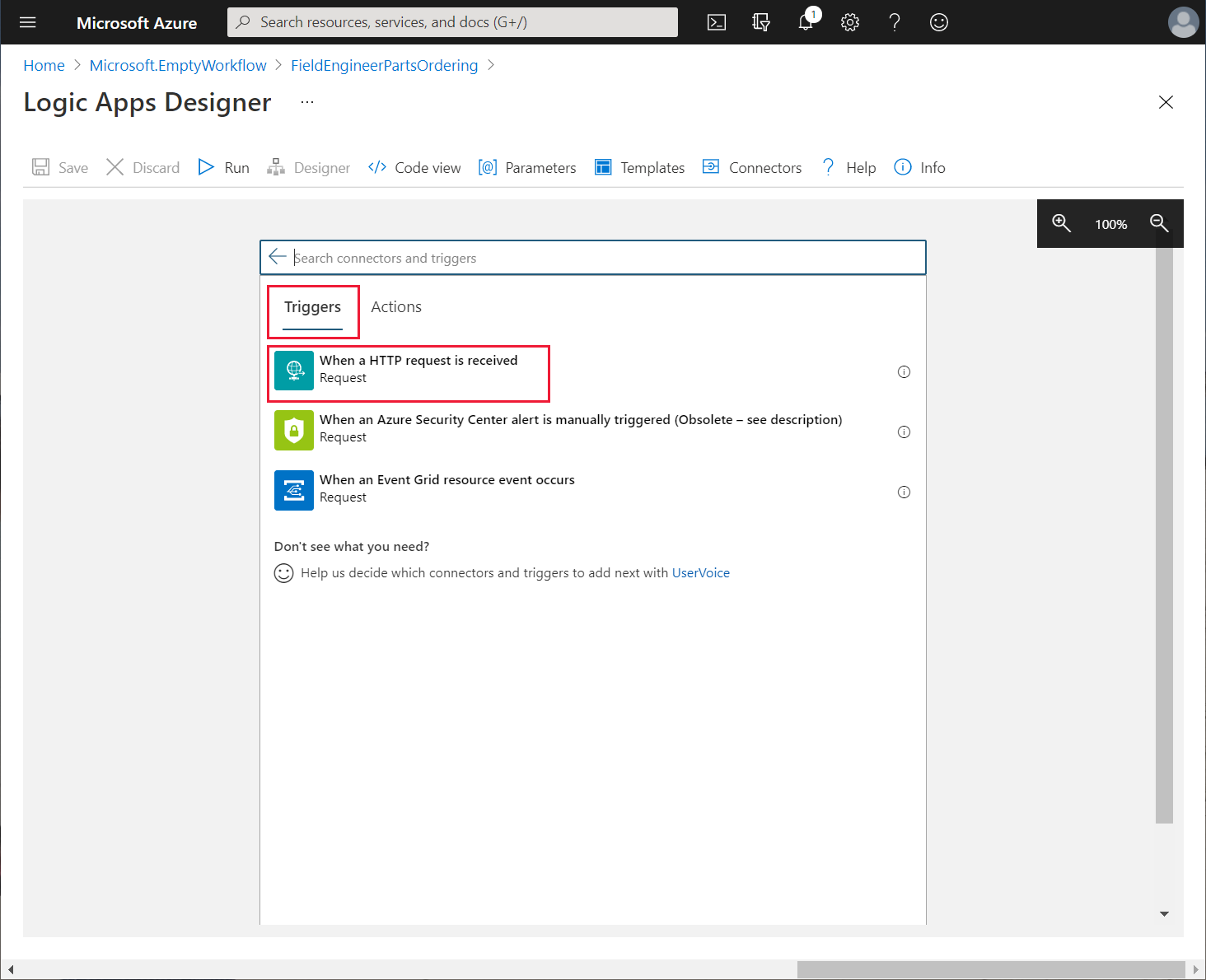 Tercetus apabila permintaan HTTP diterima.