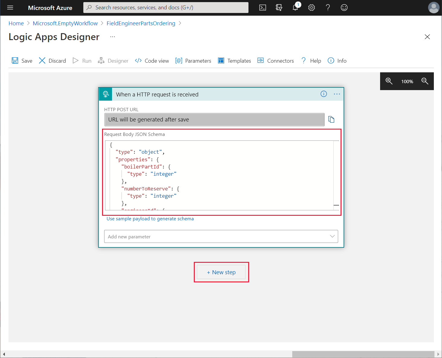 Skema permintaan aplikasi logik.