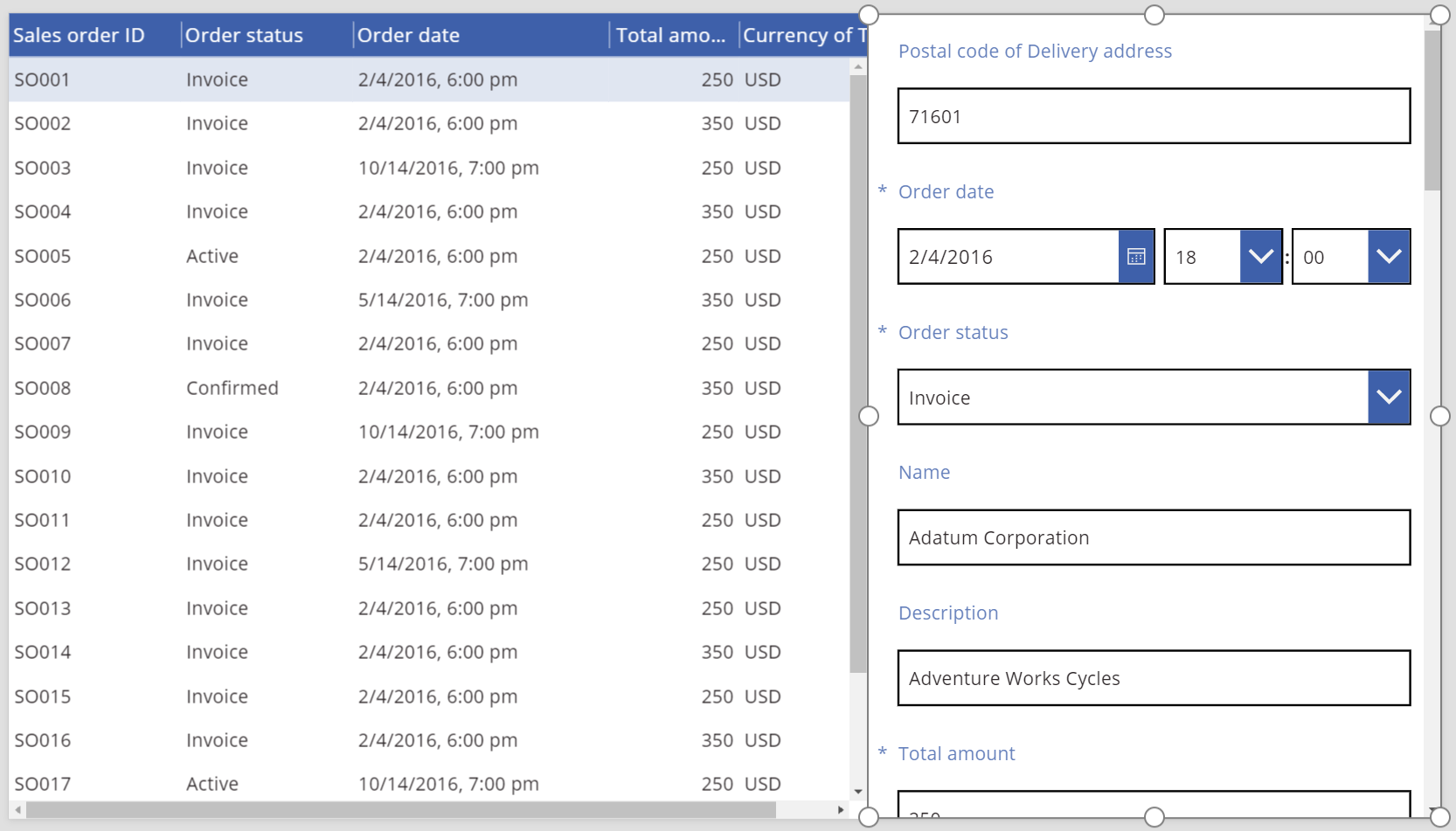 Edit borang yang disambungkan ke jadual Data.