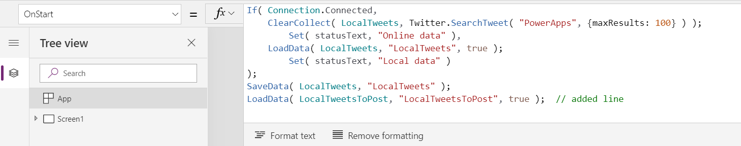 Jalankan formula untuk memuat tweet dengan baris tidak dikomen.