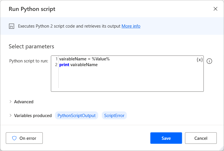 Petikan skrin skrip Python yang mengandungi notasi peratusan.