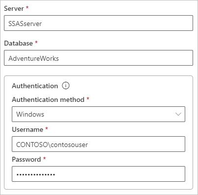  Screenshot that shows the data source credentials settings.