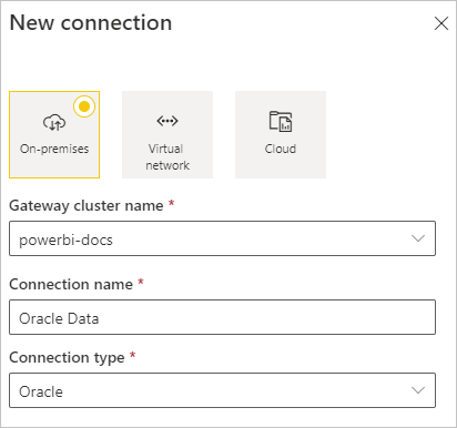 Screenshot of adding an Oracle data source to the gateway.