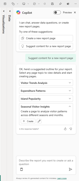 Screenshot showing Copilot suggesting pages.