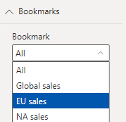 Screenshot of the bookmark group options within the Bookmark dropdown menu.