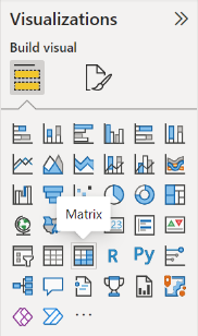 Screenshot of Change the clustered column chart to a matrix.