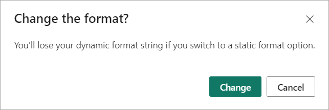 Screenshot of Format change warning.