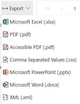 Power BI service Export. Screenshot of the Power BI service Export.