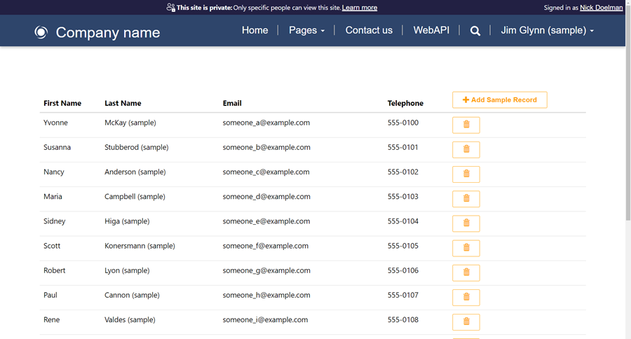 Halaman web webapi sampel.