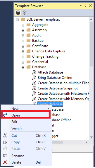 Screenshot of Open a template.
