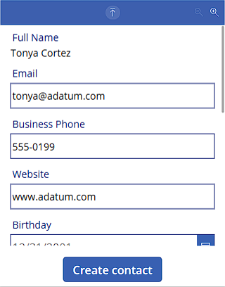 A screenshot of a scanned business card with the information populating the fields.