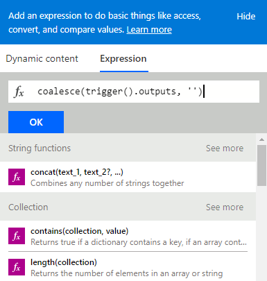 Screenshot to use the coalesce function to provide the default values when a value is null.