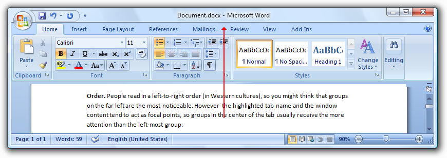 screen shot of clipboard group on far left