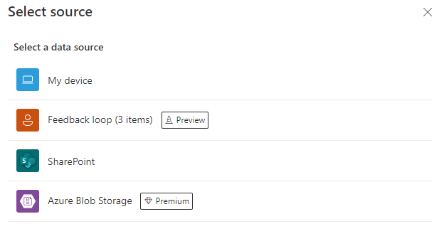 Screenshot of the feedback loop data source.