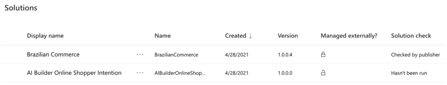 Solution details screen Screenshot of solution details.