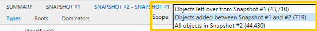 Scoping filter for snapshot comparisions