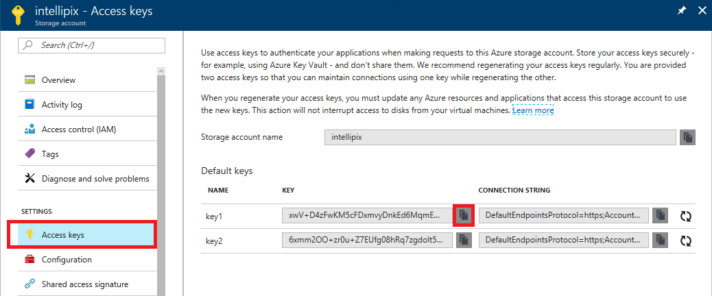 Copying the access key