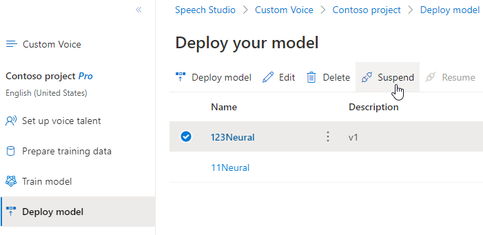 Screenshot of the select suspend endpoint option.