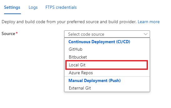 Screenshot that shows view deployment options in a dropdown.