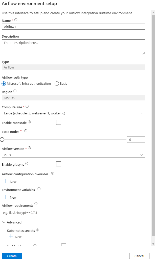 Screenshot that shows some Workflow Orchestration Manager environment details.