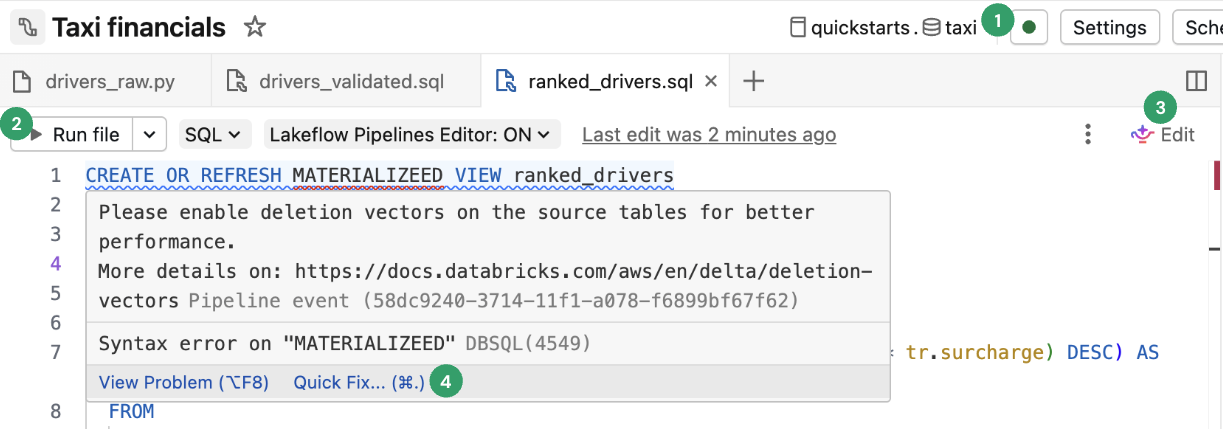 Edit pipeline code