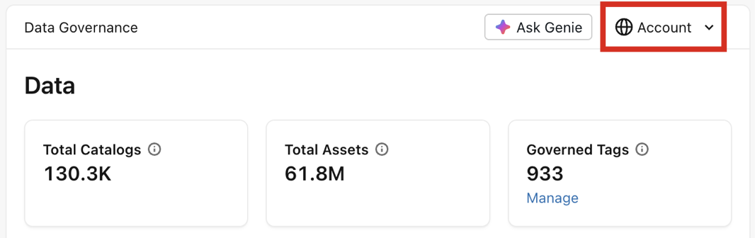 The scope selector in the Data page of Governance Hub.