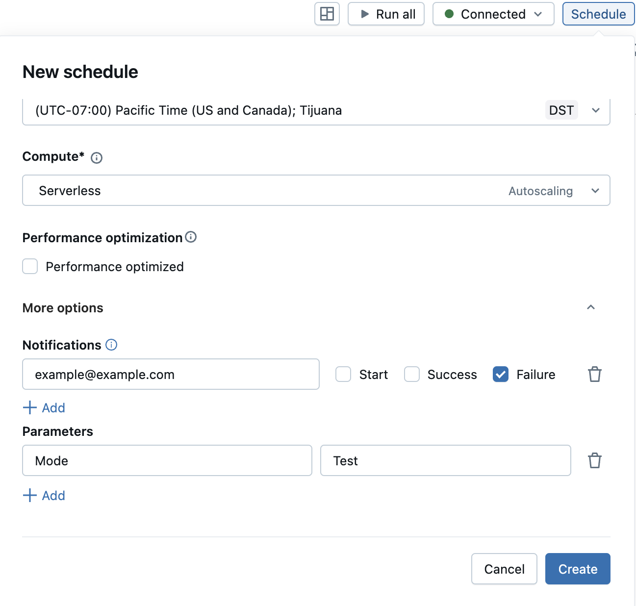 Scheduled notebook test