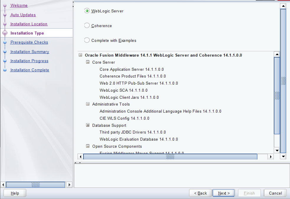 Windows - Oracle WebLogic Server Installation Type.