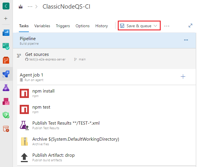 Screenshot of the classic pipeline.