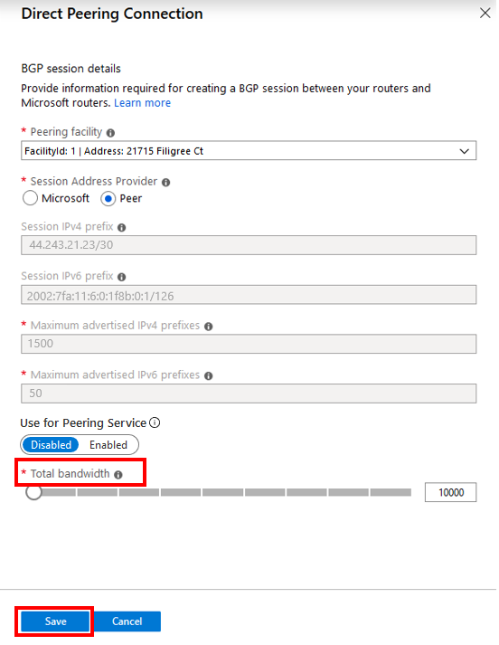 Modify bandwidth