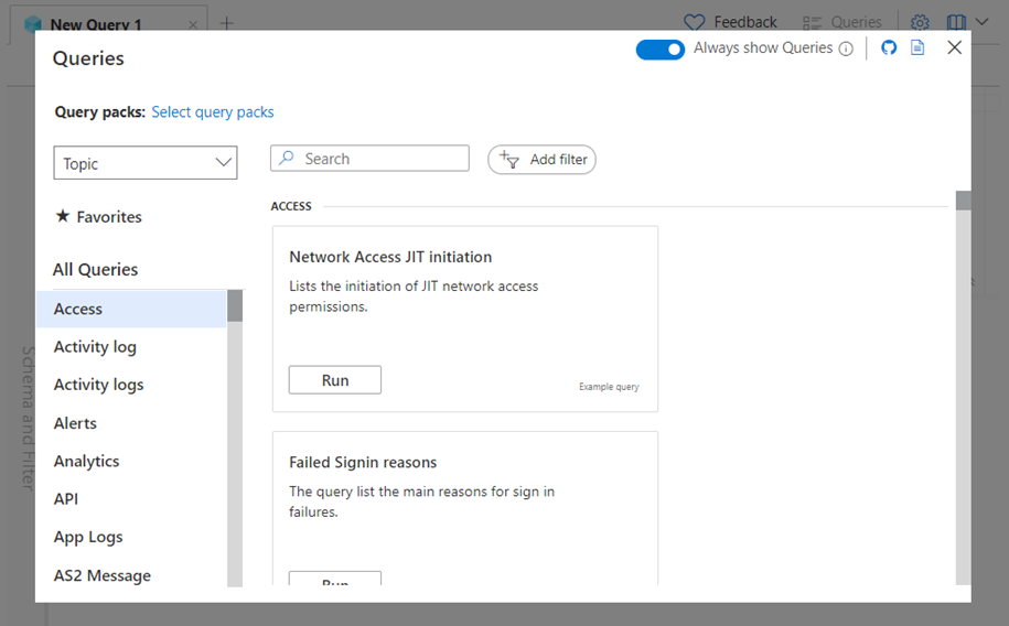 Screenshot of the Azure platform. Open Logs.