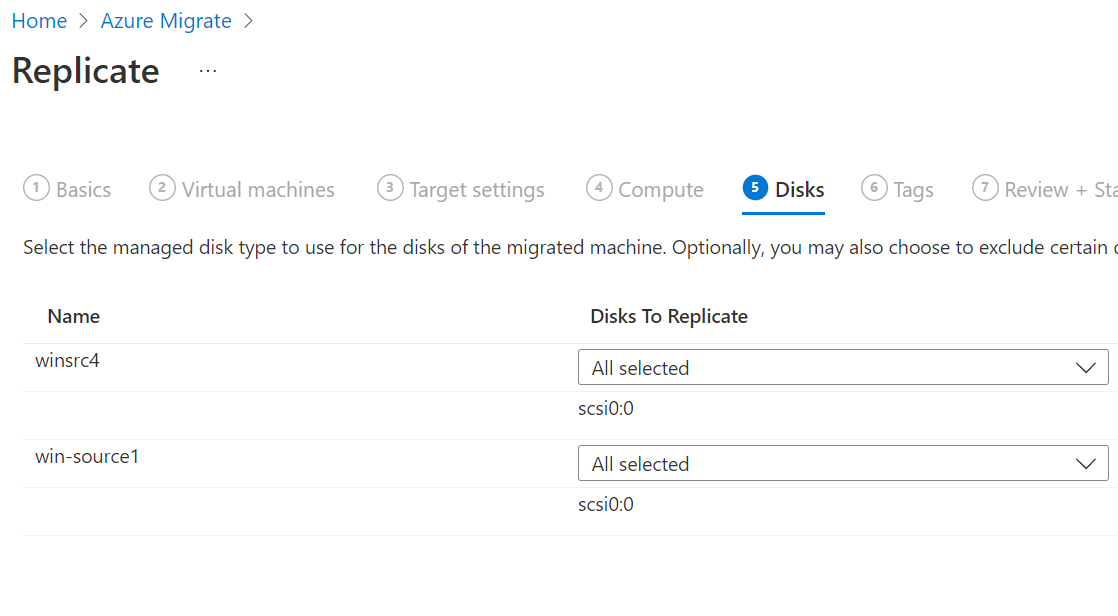 Screenshot shows the Disks tab of the Replicate dialog box.