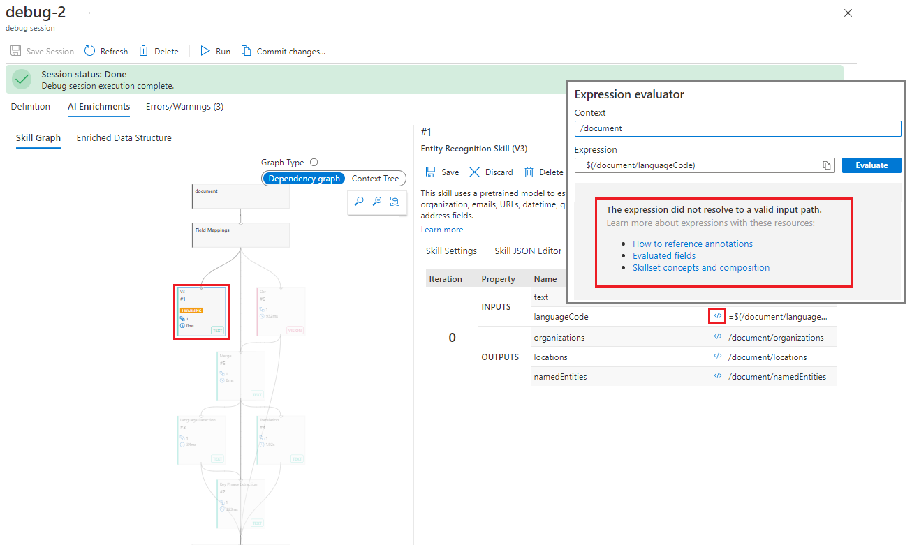 Screenshot of Expression Evaluator for the language input.