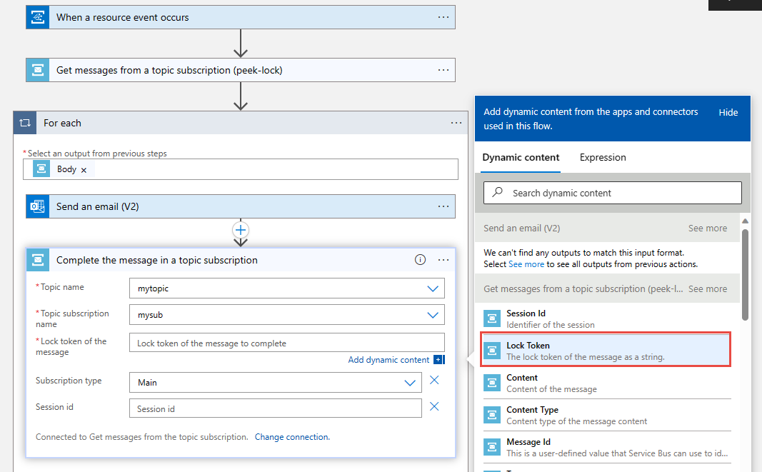 Screenshot that shows the lock token field.