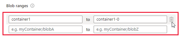 Screenshot showing the default blob range to delete before specifying custom range
