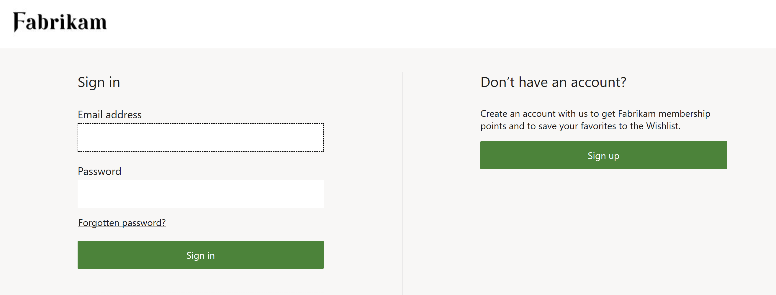 Screenshot of default text for the forgotten password link on the sign-in page.