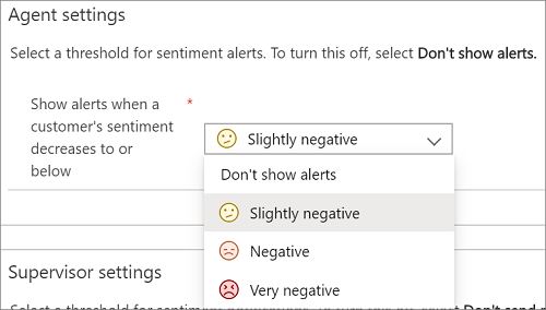 Select the sentiment level that triggers an alert.