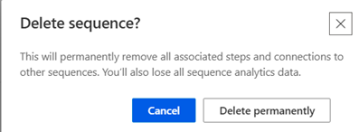 Confirmation message for deleting a sequence