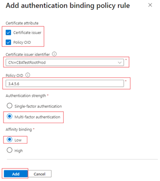 Screenshot that shows how to select a low-affinity binding.