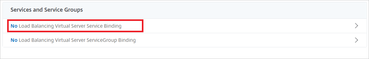 Screenshot of Citrix ADC SAML Connector for Microsoft Entra configuration - Load Balancing Virtual Server Service Binding pane.