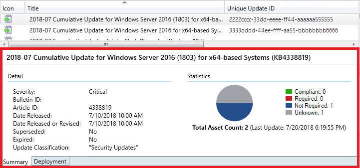 Configuration Manager example details pane.