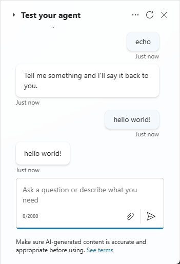 Screenshot of an agent conversation.