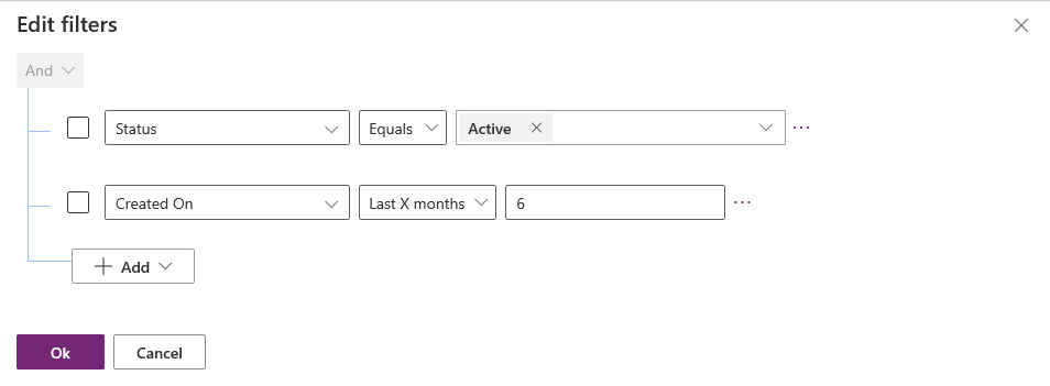 Filter condition Filter condition.
