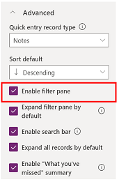 Configure Enable filter pane Configure filter pane