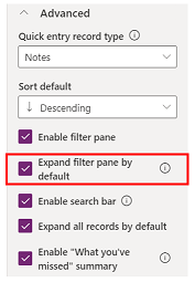 Configure filter pane Configure filter pane