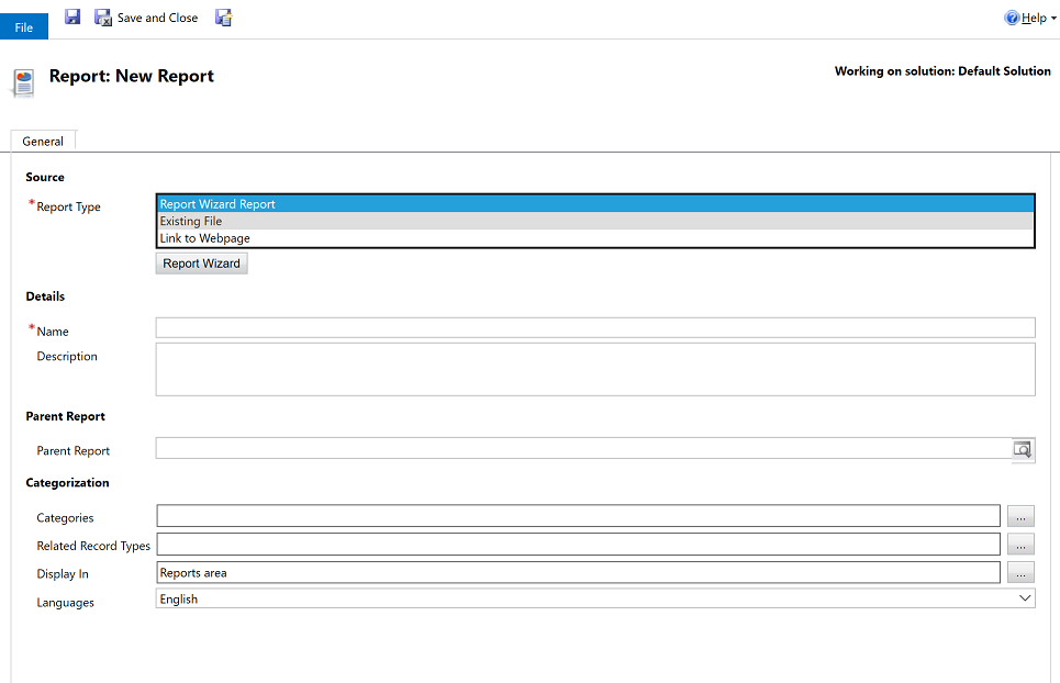 Add a existing report Add a existing report.