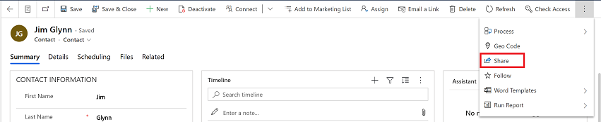 Open a row and then select share. Open a row and then select share