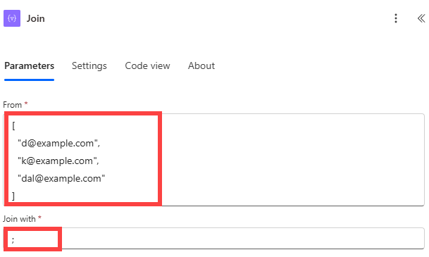 Configure the Join action.